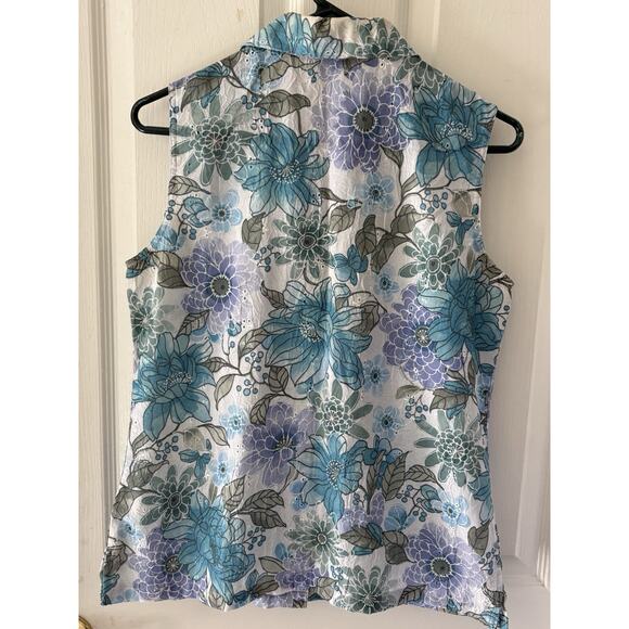 Kim Rogers Women's Size Small Sleeveless Top Blouse lavender with eyelets - Picture 4 of 9